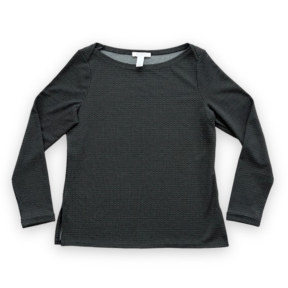White House Black Market Long Sleeve Boat Neck Black Top Size M